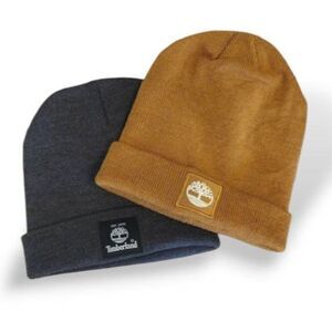 Timberland Logo Cuff Fisherman Beanie Bundle Grey Brown Acrylic Unisex Adult NWO